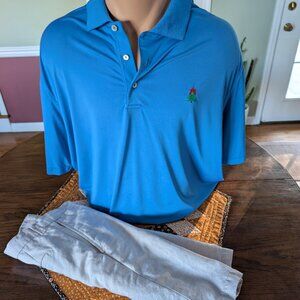 Nearly New Peter Millar golf bundle -classic Polo & Linen/Cotton Bermuda Shorts